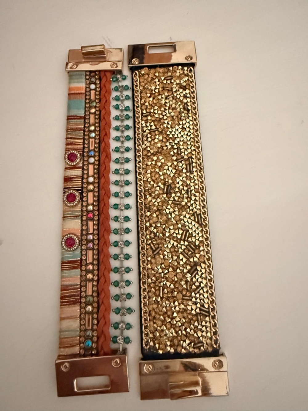 Embellished Multi-Row & Gold Sequin Bracelet Set express